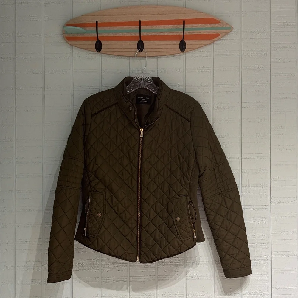 Love Tree Olive Quilted Puffer Jacket - Picture 1 of 3